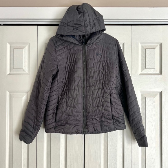 UNDER ARMOUR Women's Gray ColdGear Hooded Jacket ~ Ladies Size Medium - Picture 1 of 9